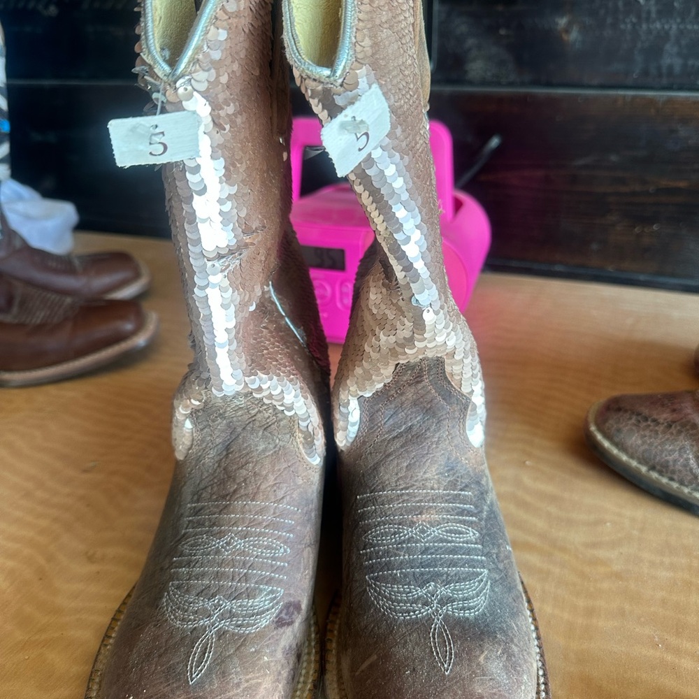 Kids Brown Sequin Cowboy Boots